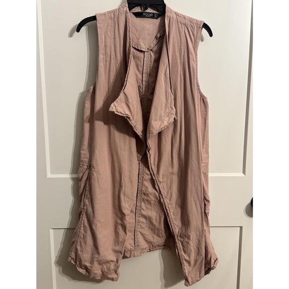 Stoosh Jackets & Blazers - Stoosh Vest Jacket Womens Medium Pink Drape Front Sleeveless Twill Open Layering